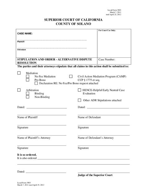 Fillable Online Solano Courts Ca Justia Stipulation And Order