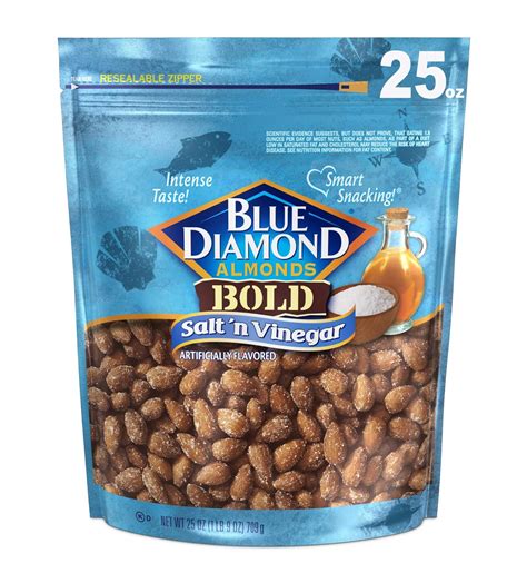 Blue Diamond Almonds Salt N Vinegar Flavored Snack Nuts Resealable Bag 1 56 Pound