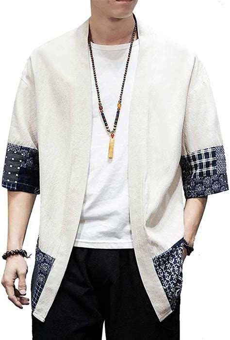 Prijouhe Men S Kimono Jackets Cardigan Lightweight Casual Cotton Blends Linen Seven Sleeves Open