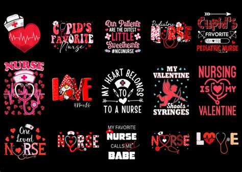 Nurse Valentine Shirt Designs Bundle For Commercial Use Part