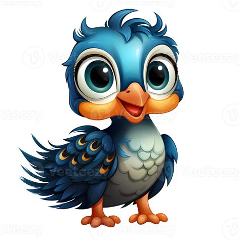 Linda Dibujos Animados Pavo Real Clipart Ai Generativo Png