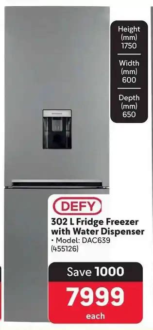 Defy Onyx French Fridge And Freezer With Water Dispenser Offer At Pick