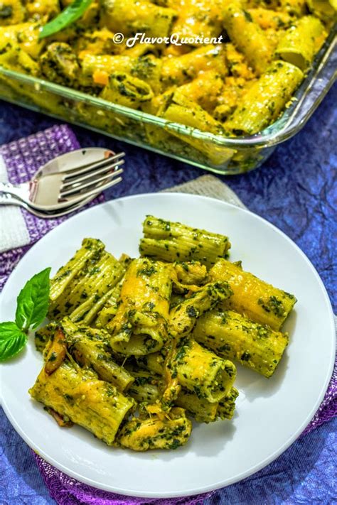 Vegetarian Pesto Pasta Rigatoni Pasta Recipe Flavor Quotient