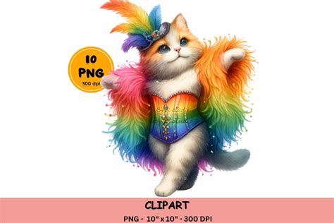 Cute Lgbtq Pride Cat Clipart Pride Kitten Clipart Rainbow Pride Cat