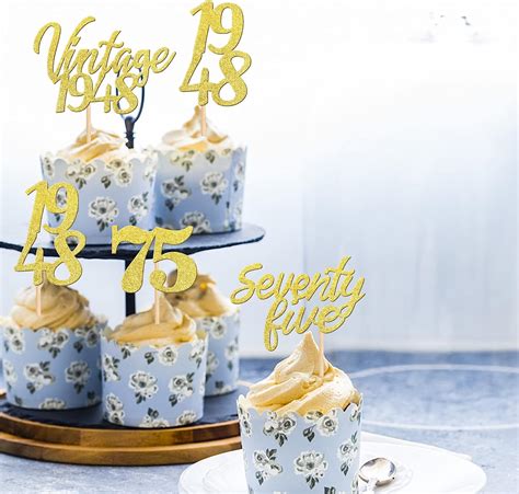 Piezas Vintage Adornos Para Cupcakes Con Purpurina Para