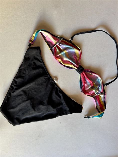 Bandeau Bikini 80s Vintage Two Peace BIKINI High Cut Gem