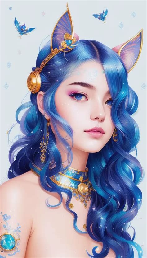 Beautiful Sailor Moon Blue Hair Cat Ai Photo Generator Starryai