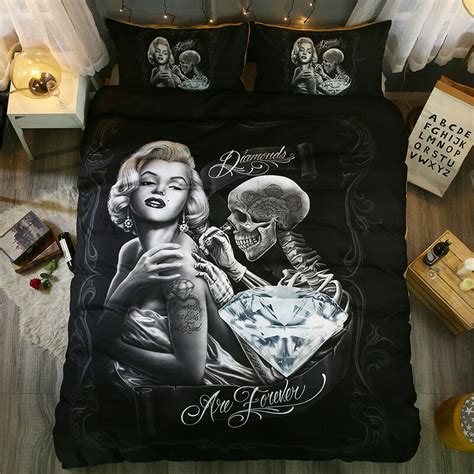 Christmas Marilyn Monroe Bedding Set Queen Duvet King Double Luxury 3d Skull Bedding Set