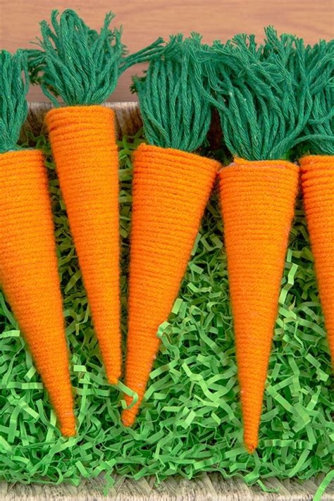 Diy Yarn Carrot Craft Yarn Wrapped Carrots For Easter