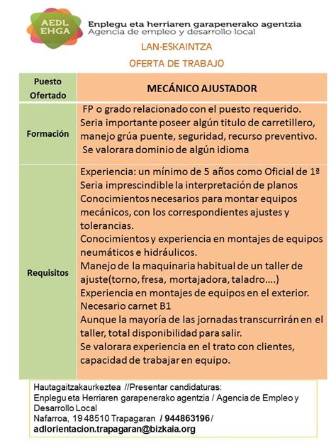 Agencia De Empleo Y Desarrollo Local Trapagaran Aedl Ofertas De Empleo