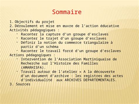 Ppt Sommaire Objectifs Du Projet D Roulement Et Mise En Uvre De