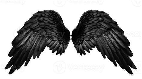 black angel wings ornament isolated on a transparent background ...