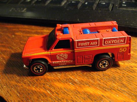 Hot Wheels Vintage Emergency Unit Truck Mattel Inc Hong Kong Red Fire Car Vintage