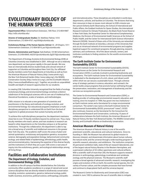 (PDF) Evolutionary Biology of the Human Speciesbulletin.columbia.edu ... 