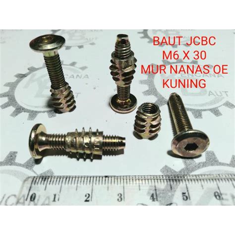 Jual Baut Jcbc M6 X 30 Dan Mur Nanas Oe Kuning Kunci L4 Panjang 3 Cm