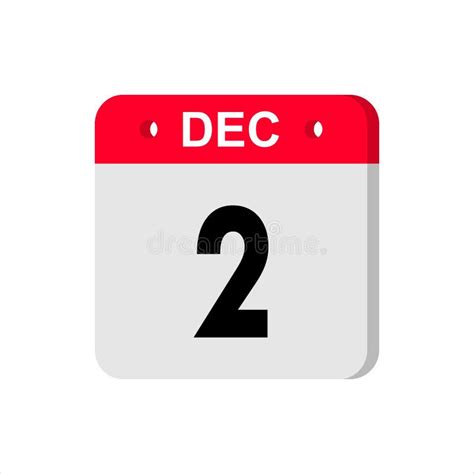 Calendar Vector Icon On White Background December 2 Stock Vector