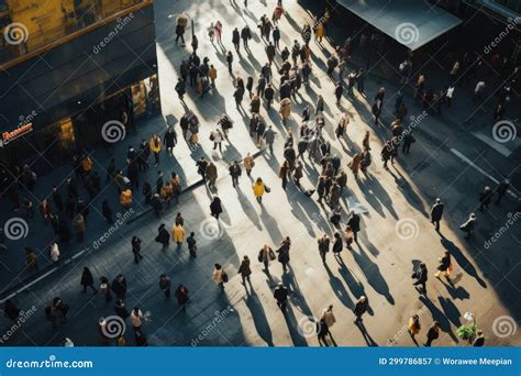 Crowd People in Rush Hour on a Cross Street. Generative AI Stock Image ...