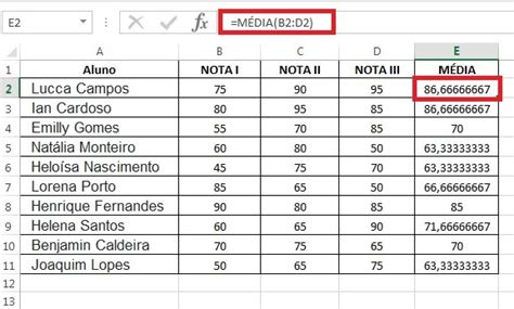 Como calcular média aritmética no Excel Max Planilhas