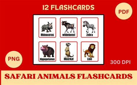 Safari Animals Flashcards Graphic by tagredelgak · Creative Fabrica