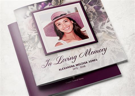 Purple Rose Funeral Program Template Behance