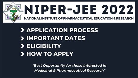 NIPER JEE 2022 Application Process Started Eligibility Important