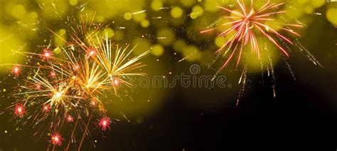 Fireworks Background Banner Panorama Colorful Festive Firework With