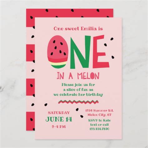 One In A Melon First Birthday Invitation Zazzle