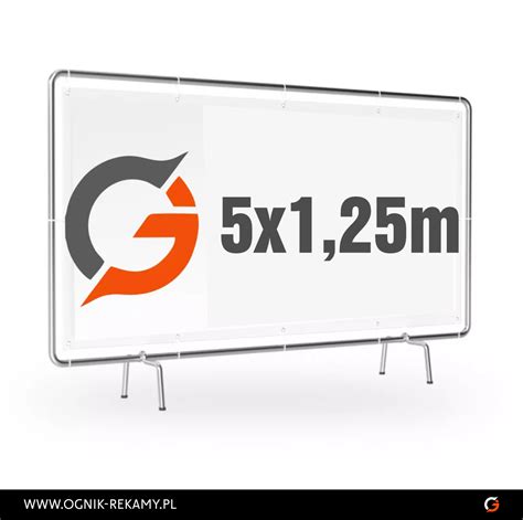Baner reklamowy 5x1,25m na płot i ogrodzenie, 650g powlekany pcv ...