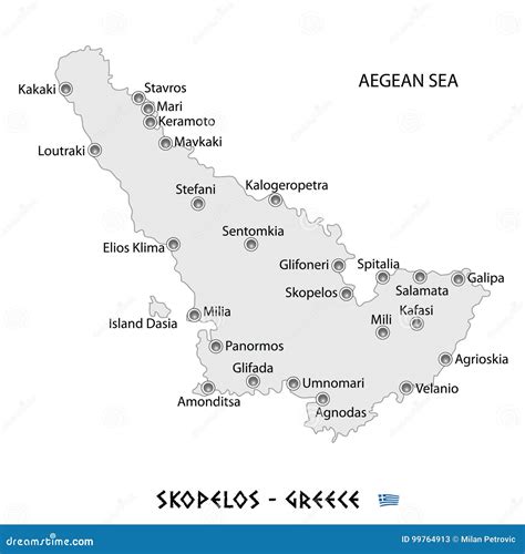 Island of Skopelos in Greece White Map Illustration Stock Vector ...