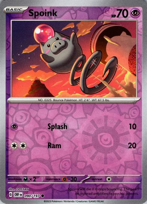 Spoink Reverse Holo 90 Prices Pokemon Obsidian Flames Pokemon Cards