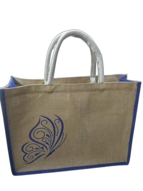 Printed Open Jute Carry Bag Size Dimension 12 X 10 X 3 Inch W X H X