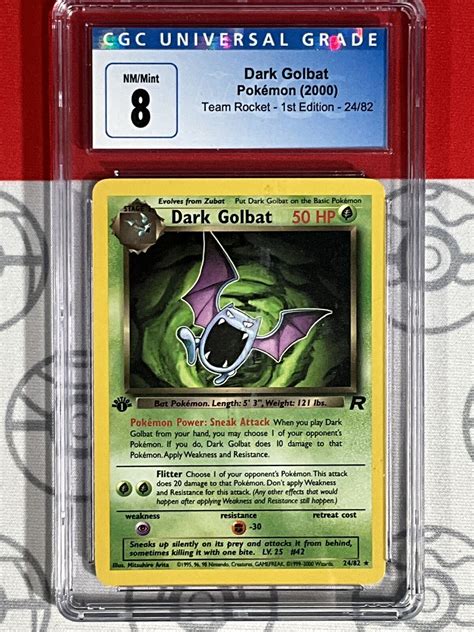 CGC 8 Pokemon TCG NM Mint 1st Ed Dark Golbat Non Holo 7 Team Rocket PSA