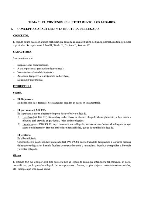 TEMA 31 Civil IV Apuntes Completos TEMA 31 EL CONTENIDO DEL