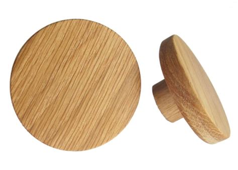 Set Of 2 Modern Cabinet Knobs Oak Wood Drawer Knobs Large Etsy