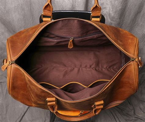 Personalized Mens Leather Duffle Bag Full Grain Leather Etsy