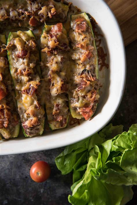 Cheesy Ground Beef Zucchini Boats The Crumby Kitchen