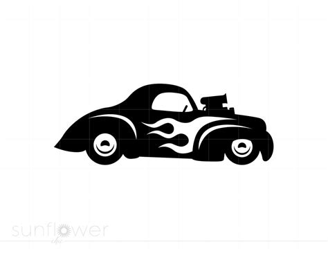 Flaming Hot Rod Svg Clipart Classic Car Svg Hot Rod With Flames Svg Png Cricut Silhouette