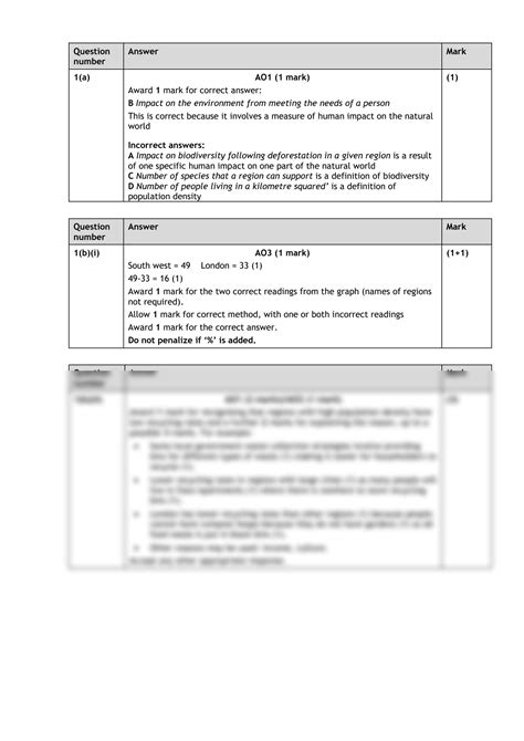 Solution Edexcel As Level Geography Mark Scheme Paper June