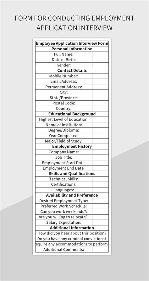 Free Application Interview Form Templates For Google Sheets And