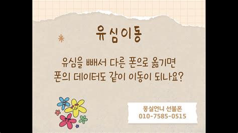 유심을 빼서 다른 폰으로 옮기면 폰의 데이터도 같이 이동이 되나요 Youtube