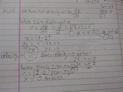 Displacement X Of A Particle Moving In One Dimension Is Related To Time