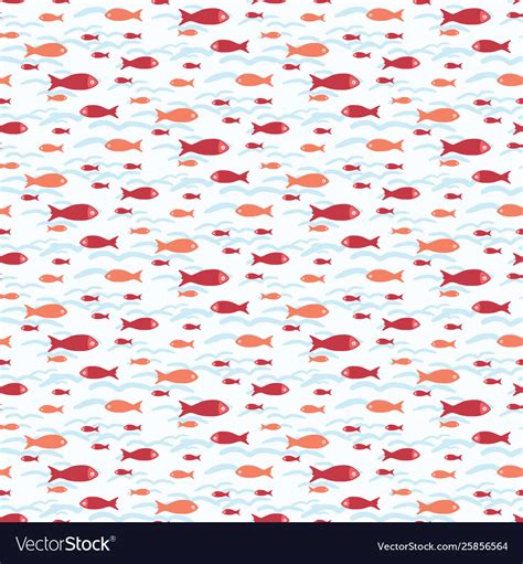 Cute small red fish silhouette cartoon seamless Vector Image