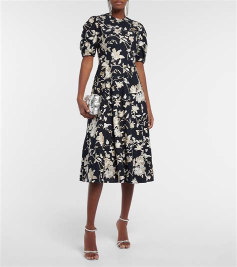 Kira Floral Embroidered Midi Dress In Blue Erdem Mytheresa