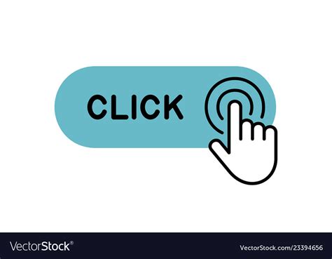 Click here button with hand icon Royalty Free Vector Image