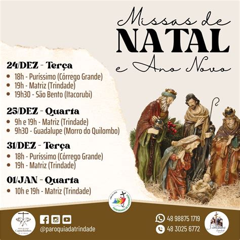 Confira os horários das missas de Natal e Ano Novo na Paróquia da