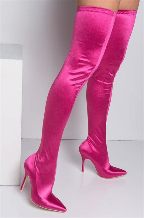 Lyst Akira Bubblegum Thigh High Boots In Pink