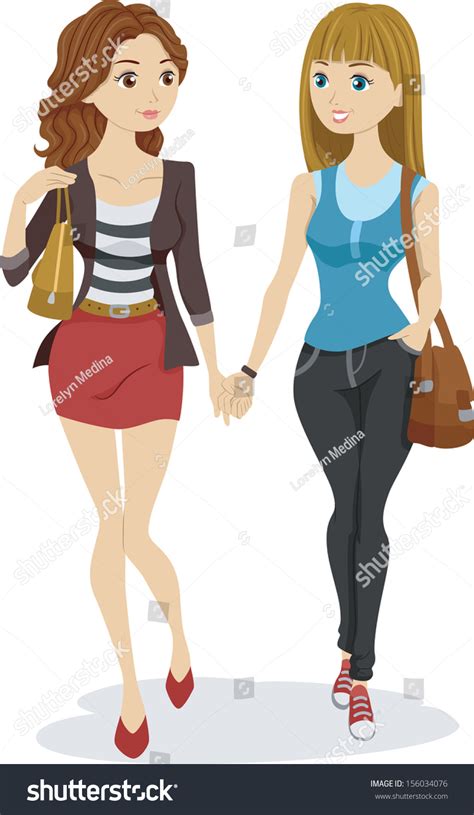 Illustration Of A Teenage Lesbian Couple Holding Hands While Walking 156034076 Shutterstock