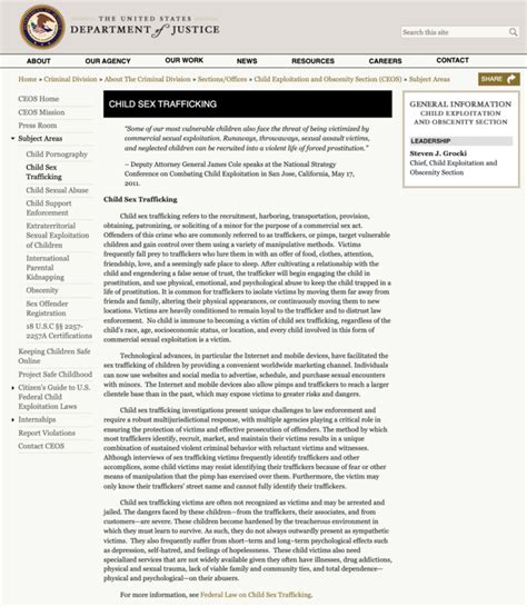 EXC DOJ Removed International Sex Trafficking Of Minors From Areas Of Concern General