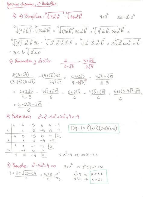 Examen Resuelto De Primero De Bachiller Parte Ex Men De