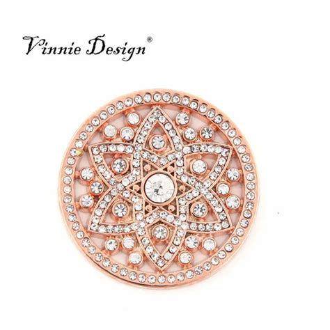 Vinnie Design Jewelry Deluxe 33mm Champagne Explosion Rose Coin Disc